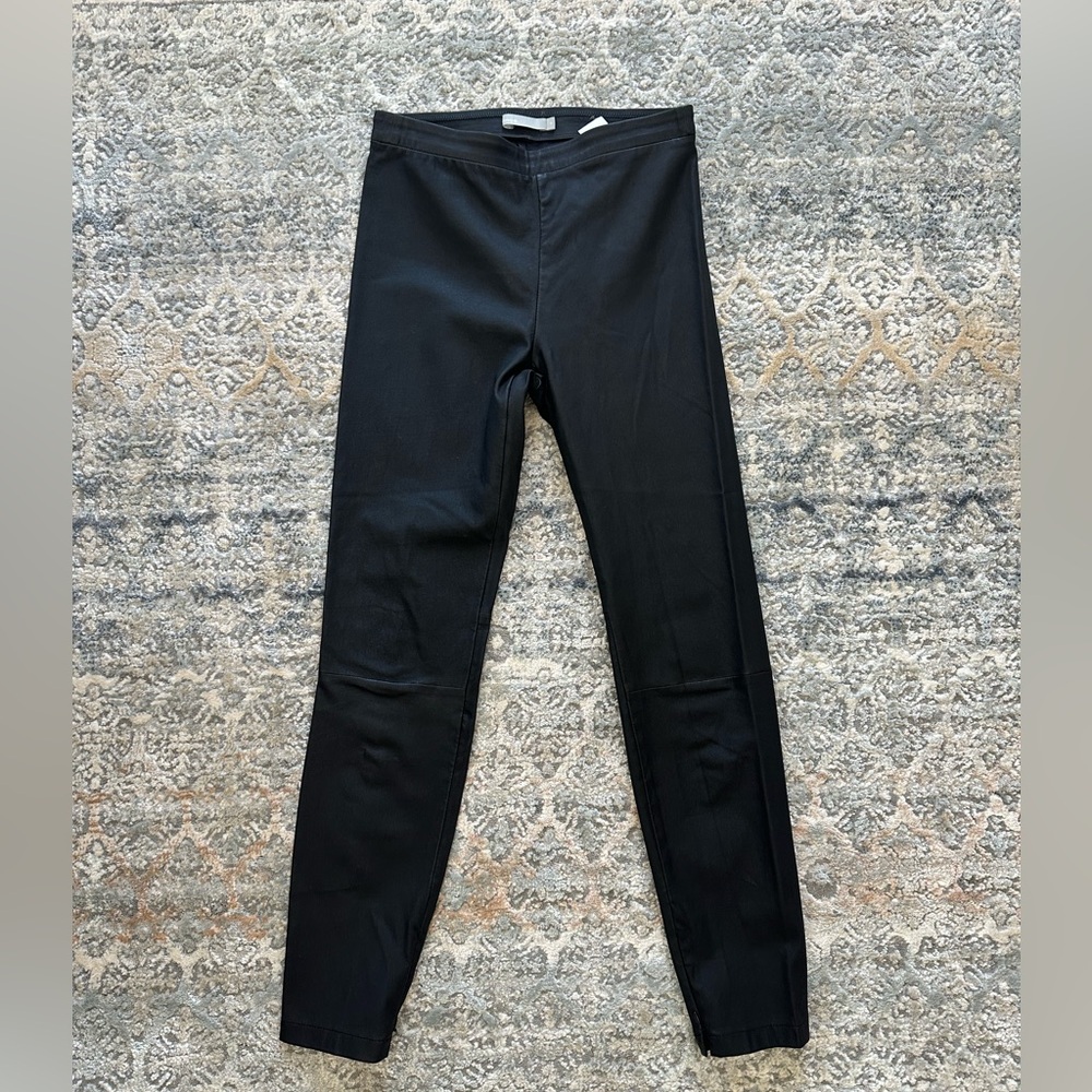 VINCE 100% lamb leather pants Size M pull on zipper detail at the ankle.